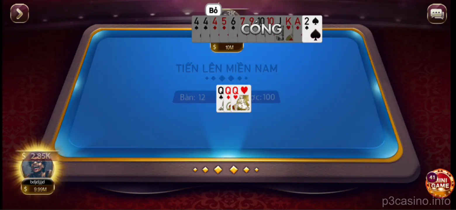 Giao diện ứng dụng p3casino